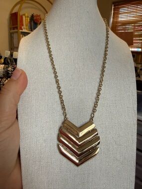 Express Gold Chevron Pendant Necklace